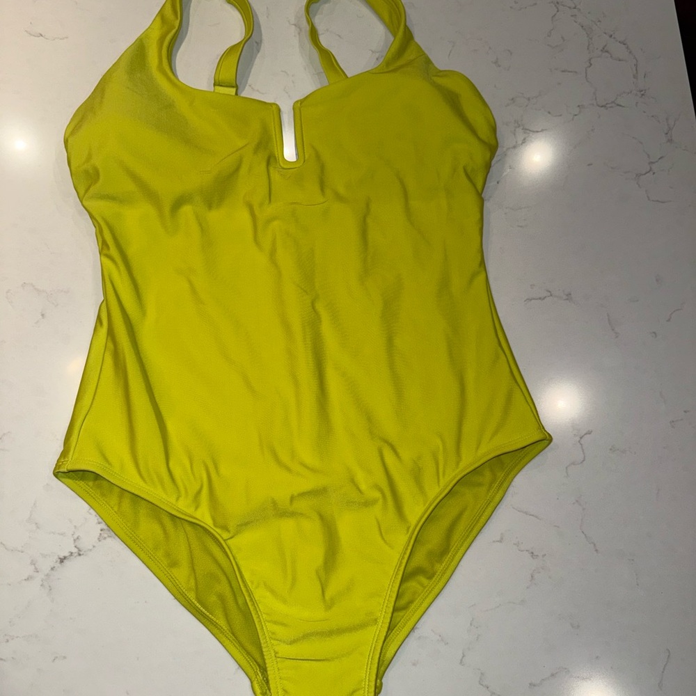 SWIM SUIT SALE Kona Sol Bright Chartreuse Green Women's One Piece Swimsuit L